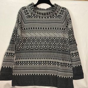 Gray Patterned Cowl Neck Sweater